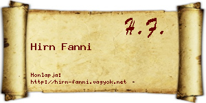 Hirn Fanni névjegykártya